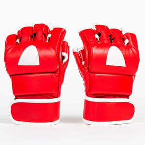 Gants de MMA en cuir rouge à demi-doigts avec fermeture à lacets pour adultes – Équipement d'entraînement d'arts martiaux - Product Image 5
