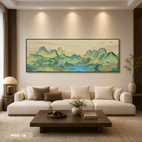 Impression sur toile d'art paysager peinte à la main de haute qualité, scène de montagne classique, cadre en bois, décoration murale intérieure NUI3-1A