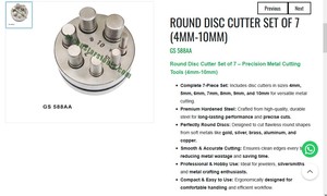 Round Disc Cutter <b>Set</b> 7 Pieces 4mm to 10mm Hardened Steel Jewelry Making Tool Metal Cutting <b>Punch</b> <b>Set</b> | Item No GS-588AA - Product Image 3