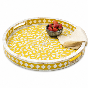 Mother of Pearl Tray Luxury Geometric <b>Cube</b> Pattern MOP Inlay Serving Tray Wholesale Modern Decorative Home Decor <b>Coffee</b> <b>Table</b> - Product Image 4