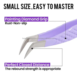 Venta caliente pinzas de pestañas de etiqueta privada pinzas de extensión de pestañas de color púrpura claro logotipo personalizado herramienta profesional de pestañas al por mayor - Product Image 2