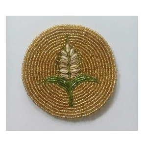 Unique Embroidery <b>Beaded</b> Fabric <b>Coaster</b> Classic Style Custom Diameter Custom Thickness Eco-Friendly High Durable Home Hotel - Product Image 4