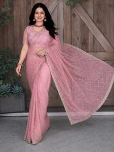 Saris de créateur indiens et pakistanais pour femmes Vexotrend – Modèles traditionnels Patola pour mariages, fêtes et Diwali – Élégants en tissu et résille, livraison rapide - Product Image 3