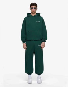 Ensemble de survêtement décontracté de haute qualité pour l'hiver, imprimé, streetwear, coupe oversize, avec sweat à capuche épais et pantalon de jogging respirant - Product Image 1