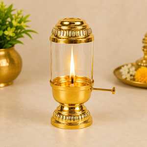 Pure Brass Akhand Jyot Handmade Lantern for Birthday Home <b>Mandir</b> Worship and Decoration - Product Image 1