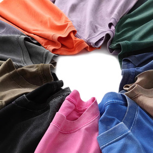 T-shirt vintage pour homme en coton 100% tricoté 230 GSM, respirant, délavé, teint à la cire, effet vieilli, coupe oversize, épaules tombantes, style rétro - Product Image 2