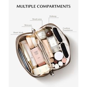 Borsa per il Trucco Impermeabile di Grande Capacità con Divisorio e Maniglia, Apribile a Piatto, per Viaggi e Cosmetici - Product Image 3