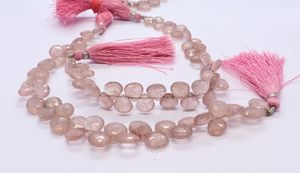 AAA Natural Pink Strawberry Faceted Heart Shape Briolette 8-9 MM Strawberry Gemstone <b>Beads</b> 8 Inch Faceted Pink Strawberry <b>Beads</b> - Product Image 4