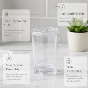 [Holar] Taiwan Made Modern Hexagon <b>Toothbrush</b> <b>Holder</b> Divided Clear Acrylic Plastic <b>Toothbrush</b> Organizer for Hotel - Product Image 3