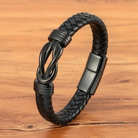 Bracelet en cuir tressé à nœud infini MenneM Fashion pour hommes, fermeture magnétique, bijoux de poignet en cuir, faible MOQ, RTS