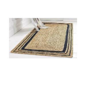 Handmade Jute <b>Door</b> <b>Mat</b> Rectangle Striped Farmhouse Style Flat Weave Thin 100% Organic Jute Spot Clean Backing - Product Image 1