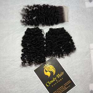 Cabello humano vietnamita rizado birmano superventas Color Natural 1B Remy Virgen cutícula cabello alineado - Product Image 4