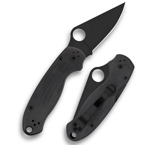 Couteaux pliants en acier inoxydable noir avec poignée texturée, trou pour le pouce, clip de poche et format compact pour un usage quotidien - Product Image 2