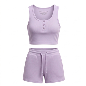 Conjunto de Leggings y Camiseta sin Mangas para Mujer, Personalizado por MALUZA INDUSTRIES, al por Mayor, Transpirable, Antibacterial, de Secado Rápido, Ropa Deportiva Formal de Dos Piezas - Product Image 1