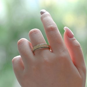 Art Deco Black Color Round Cut Moissanite Wide Band <b>Ring</b> <b>for</b> <b>men</b> 18K Yellow Gold Wedding Party Gift <b>For</b> Partner - Product Image 5