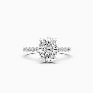 2.18 Ct Lab Grown Diamond Empress Grace Blink Fancy Oval Diamond Engagement Ring In 9K Yellow White And Rose Gold - Product Image 3