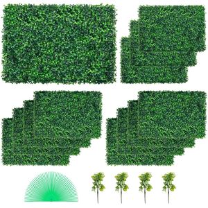 12 Pezzi Pannelli di Siepe Artificiale in Bosso 60x40 cm, 32 Piedi Quadrati, Parete per Privacy, Muro Verde 4 cm per Interni - Product Image 1