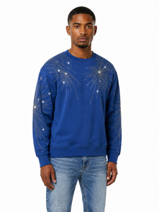 Men's Rhinestone <b>Sweatshirt</b> <b>Crew</b> <b>Neck</b> Regular Fit <b>Black</b> Knitted Pullover Eco-Friendly Breathable Pocket Design Streetwear Casual - Product Image 5