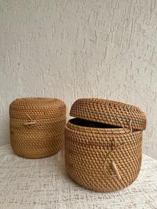 Wholesale Handwoven Eco-Friendly Rattan Storage <b>Basket</b> <b>Lid</b> Natural Wicker Flexible Design Organizer Bin for Toys Jewelry Home - Product Image 4