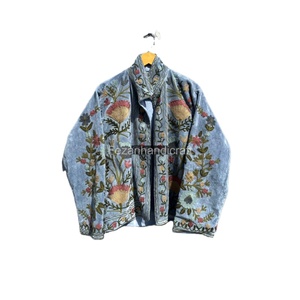 Customizable Unisex Winter Jacket for Autumn Season Women's Handmade Cotton Suzani Jacket Embroidered Uzbek <b>Velvet</b> Fabric Coat - Product Image 1