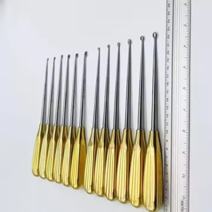 SHAHZIK INTERNATIONAL Curette orthopédique manuelle de haute qualité, 12 pièces, en acier inoxydable, manche doré, certifiée CE Classe I - Product Image 3