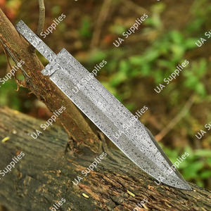 Cuchillo Bowie de Caza de Acero Damasco de Alta Calidad con Patrón de Gota de Lluvia, Hoja Completa, Suministros para Fabricación de Cuchillos, Hojas en Blanco OEM - Product Image 6