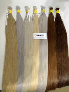 Extensions de cheveux humains Remy vietnamiens Nasa Hair Bulk 22-24 pouces, couleur blond foncé, lisses naturels, super double drawn, décolorées - Product Image 2