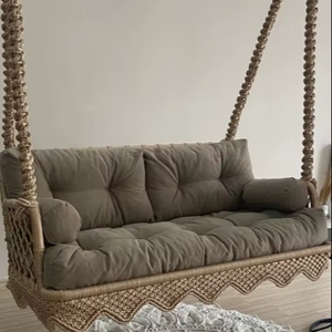 Balcony Large Macrame <b>Swing</b> For Garden and Home, Hanging Cotton Macrame <b>Hammock</b> Chair, Macrame <b>Swing</b> Chair - Product Image 1