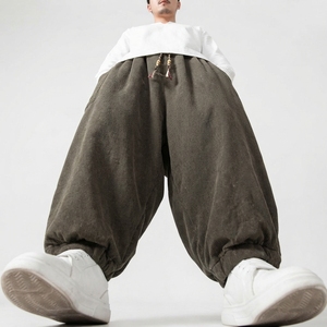 Baggy Grey Sweatpants <b>Men</b> Wide Leg Streetwear Joggers Oversized Loose Fleece Sport Casual 100% Cotton Pants & Trousers - Product Image 4