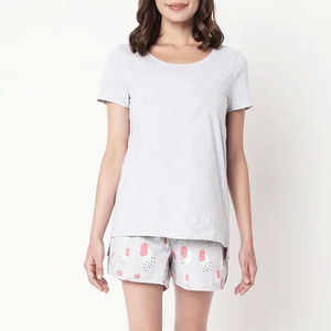 Conjunto de 2 Piezas de Algodón de Alta Calidad para Mujer, Estilo Casual, Camiseta de Manga Corta y Pantalones Cortos de Secado Rápido, Novedad de Verano - Product Image 1