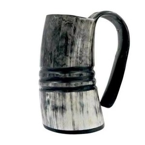 Taza Artesanal Rehman Craft de Cuerno de Búfalo Ecológica con Forma Natural Pulida Estilo Rústico para Cerveza, Cerveza Artesanal y Miel con Asa para el Hogar y Fiestas - Product Image 6
