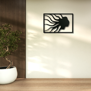 Arte de Pared Metálico Abstracto Moderno Personalizado, Silueta de Cara de Pulpo Medusa Cortada con Láser, Escultura Colgante de Hierro Negro para Sala de Estar - Product Image 2