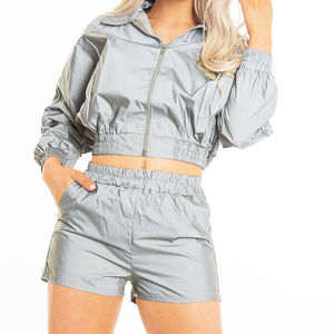 Vêtements en gros pour femmes, ensemble court coupe-vent, tenue 2 pièces grande taille, ensemble 2 pièces - Product Image 6