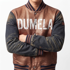 Chaqueta Varsity de PU para Hombre Dumela, Corte Regular, Cuello Camisero, Resistente al Viento, Logotipo Frontal, Ropa Exterior Informal de Invierno - Product Image 4