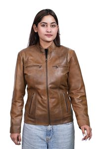 Veste en cuir pour femme OEM/ODM personnalisable en couleur et design avec tissu réfléchissant - Product Image 6