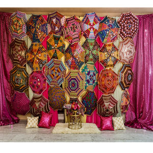 Magnifique toile de fond de scène de mariage en forme de parapluie, rideaux brodés pour scène de mariage, Californie, États-Unis - Product Image 1