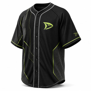 Maillot de baseball noir pour homme, manches courtes, en mesh respirant, anti-bactérien, logo brodé, fermeture boutonnée, coupe classique, sport - Product Image 3