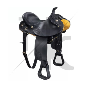 Silla de montar profesional australiana de cuero genuino premium para doma clásica con asiento profundo, cavales ajustables y armazón de madera para senderismo. - Product Image 2