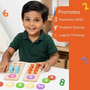 Juguete de aprendizaje de matemáticas con números de madera CH, con clavijas y fichas coloridas para la educación temprana - Product Image 2