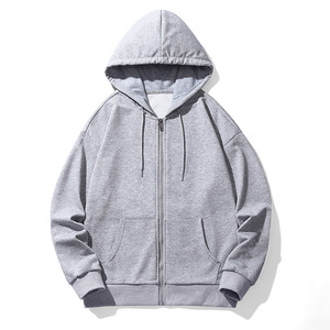 Sweat-shirt à capuche zippé personnalisé en coton mélangé surdimensionné pour homme, en molleton épais, uni, avec fermeture éclair rouge, vente en gros - Product Image 5