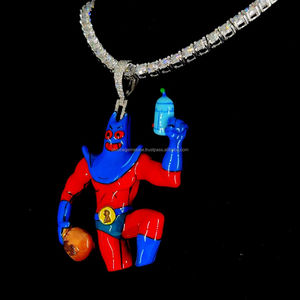 Personalizado privado Hip Hop joyería colgantes 3D dibujos animados trabajo hecho a mano artesanía diamante redondo Moissanite letra Iced Out colgante - Product Image 3