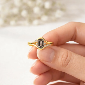 <b>Emerald</b> Cut Smoky Quartz <b>Ring</b> Split Shank Statement <b>Ring</b> Natural Brown Gemstone 925 Sterling <b>Silver</b> 18K Gold Filled Gift for Her - Product Image 5
