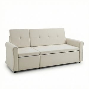 Sofá Cama 2 en 1 con Cama Extraíble y Reclinable Reversible, Sofá Cama Convertible con Respaldo Ajustable, 3 Almohadas y USB - Product Image 3