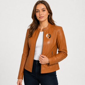 stylish <b>woman</b> leather <b>jacket</b> with premium stitching soft inner lining timeless appearance perfect for everyday wear and <b>smart</b> - Product Image 1