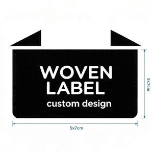 Premium Cotton Woven Labels Eco-Friendly Silk <b>Screen</b> Printed Custom Logo Garment Neck Labels Center <b>Fold</b> Ultrasonic Cut Edge - Product Image 1