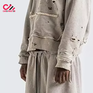 Conjunto de Sudadera con Capucha y Pantalones Deportivos de Primera Calidad, Estilo Desgastado, de Alta Demanda, para Hombre - Product Image 3