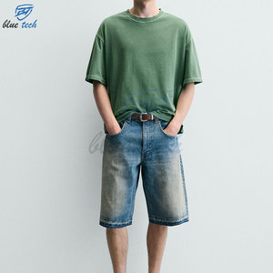 T-shirt Vert Oversize en Coton Premium Coupe Boxy Streetwear Uni pour Impression Personnalisée – Vente en Gros - Product Image 1
