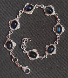 Natural Labradorite 925 Sterling Silver Adjustable <b>Bracelet</b> Handmade Gemstone Jewelry Elegant Designer <b>Boho</b> <b>Bracelet</b> for Women - Product Image 1