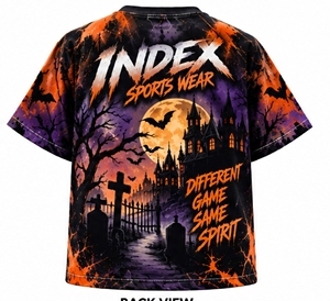 INDEX Men's Halloween Pumpkin <b>Witch</b> Printed <b>T</b>-<b>Shirt</b> Short Sleeve O-Neck Casual Wear With Bats And Moon Design - Product Image 2