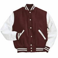 Blouson universitaire rouge pour homme avec broderie lettre B, col montant, style preppy, coupe classique, vêtement d'hiver respirant en polaire